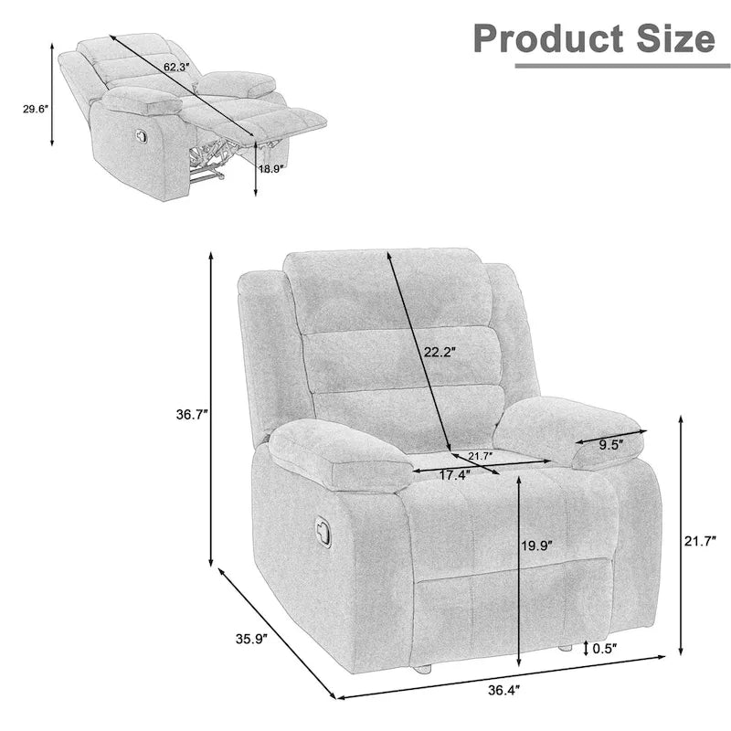 Set aus 2 manuell verstellbaren Relaxsesseln aus Baumwollstoff - 155° Neigungswinkel