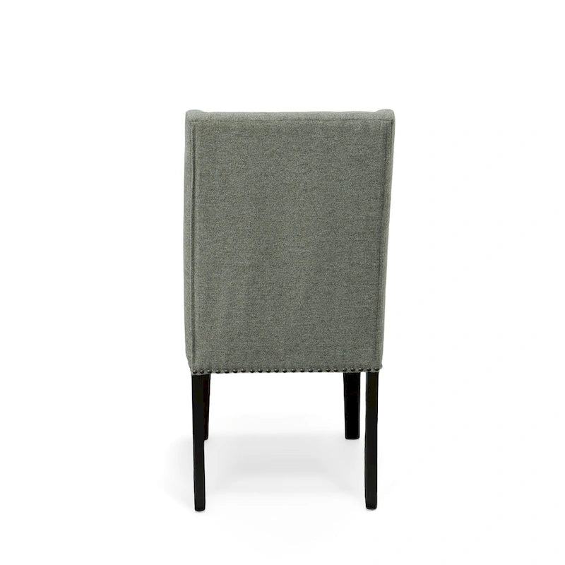 Sedie da pranzo imbottite con schienale ad ala e borchie decorative, set da 2