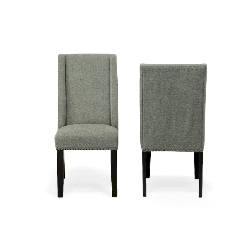 Upholstered Wingback Dining Chairs with Nailhead Trim, Set of 2