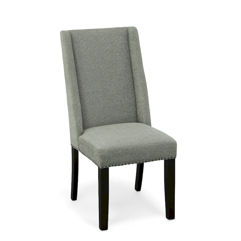 Sedie da pranzo imbottite con schienale ad ala e borchie decorative, set da 2