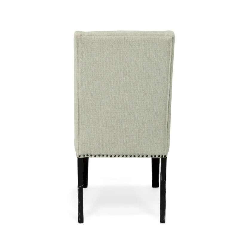Sedie da pranzo imbottite con schienale ad ala e borchie decorative, set da 2