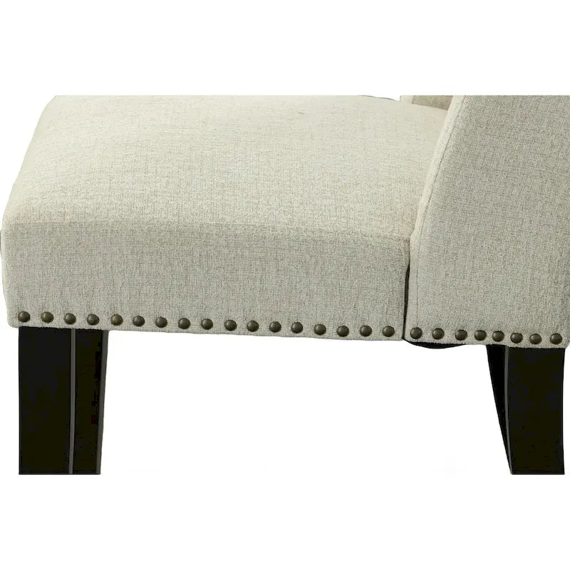 Sedie da pranzo imbottite con schienale ad ala e borchie decorative, set da 2