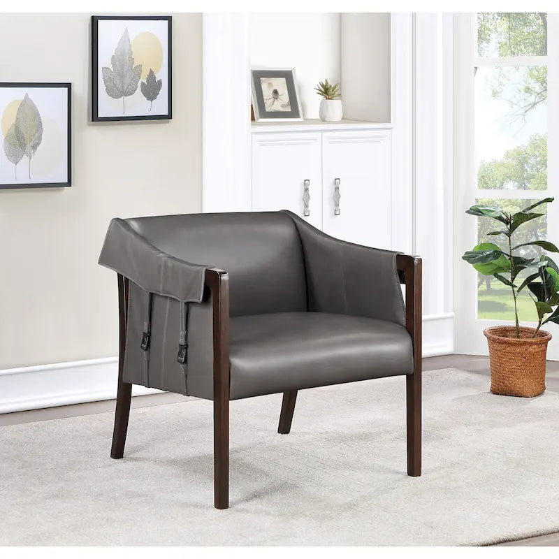 Sessel im Mid-Century-Stil mit Kunstleder und Gurtbespannung