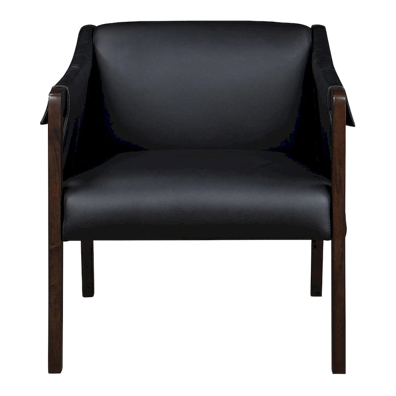 Mid-Century Faux Leather Sling Accent Chair