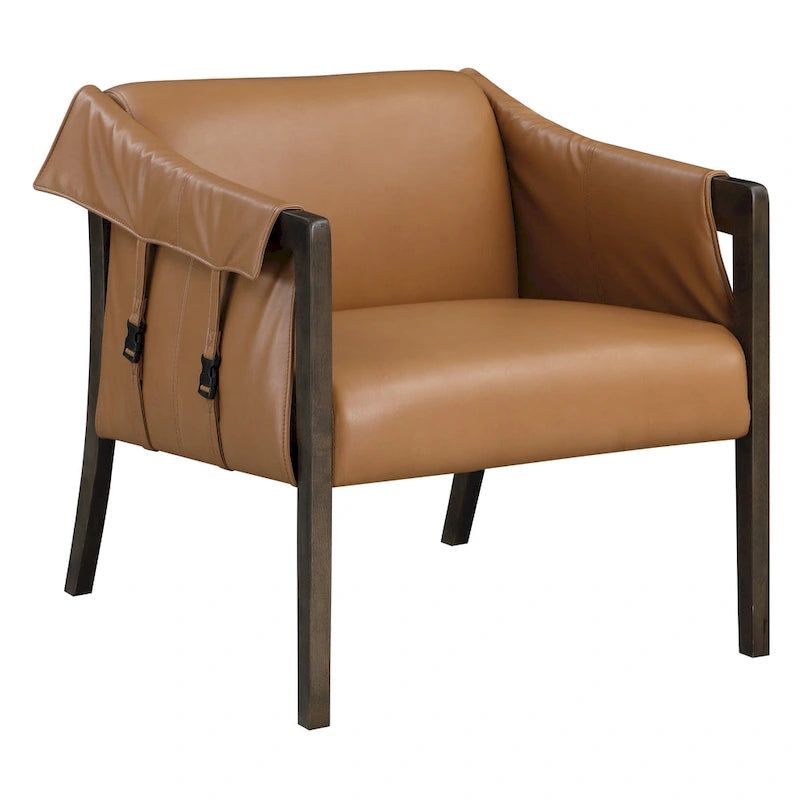 Sessel im Mid-Century-Stil mit Kunstleder und Gurtbespannung
