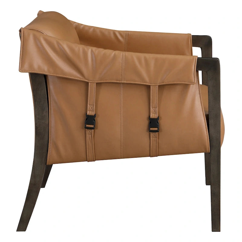 Sessel im Mid-Century-Stil mit Kunstleder und Gurtbespannung