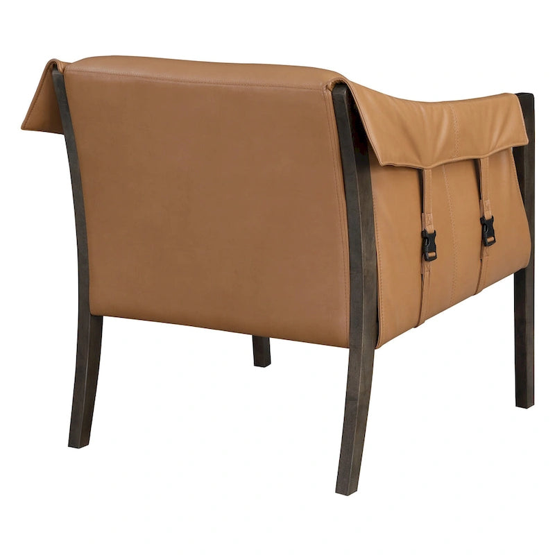 Sessel im Mid-Century-Stil mit Kunstleder und Gurtbespannung