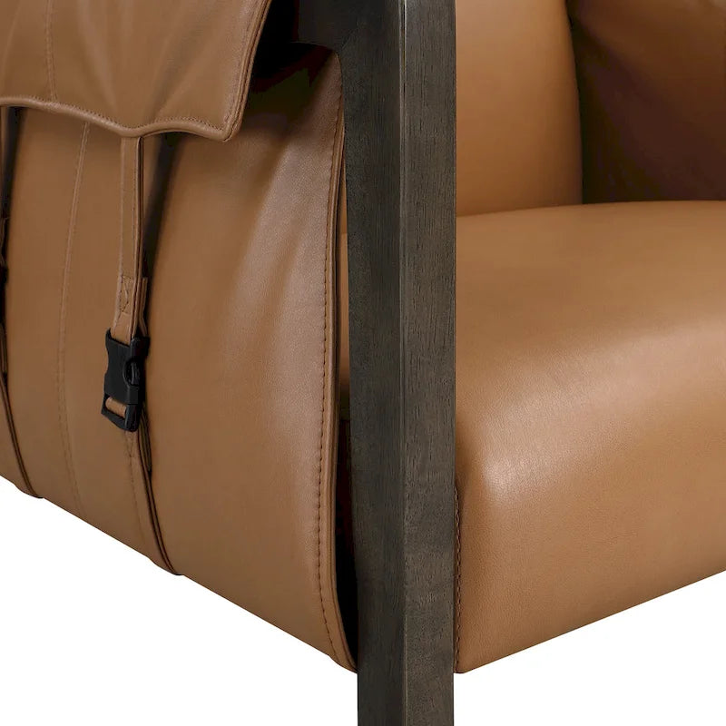 Sessel im Mid-Century-Stil mit Kunstleder und Gurtbespannung