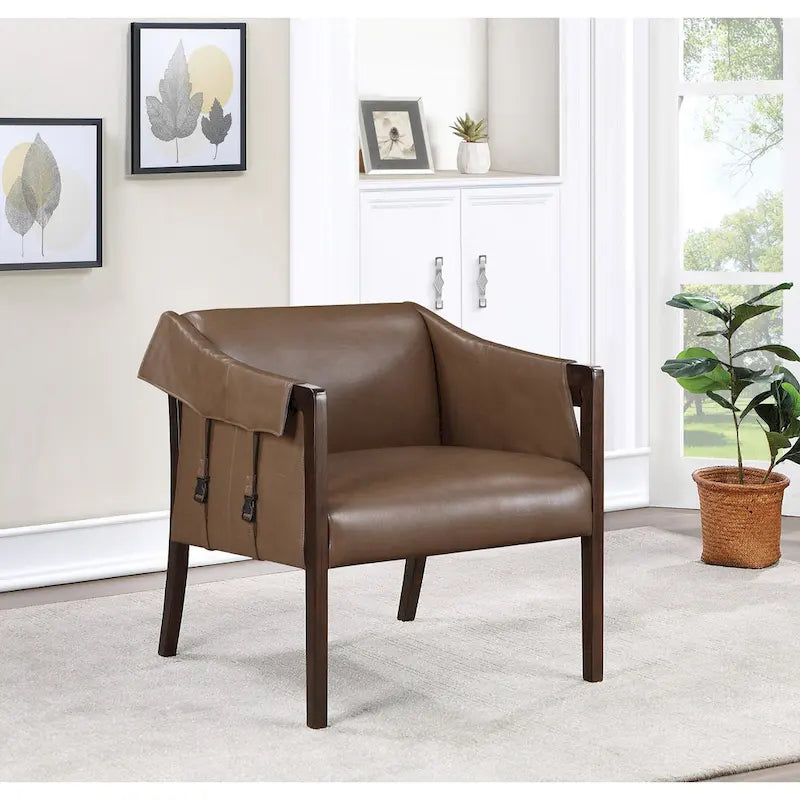 Sessel im Mid-Century-Stil mit Kunstleder und Gurtbespannung