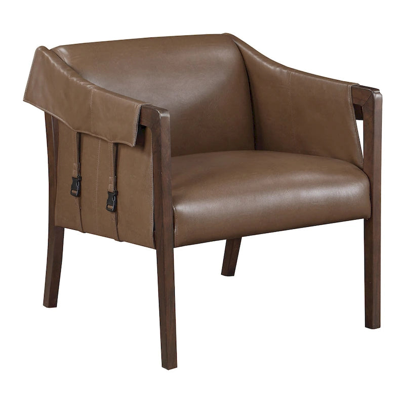 Sessel im Mid-Century-Stil mit Kunstleder und Gurtbespannung