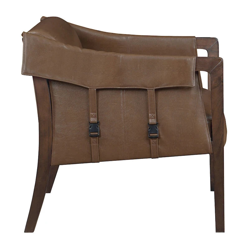Sessel im Mid-Century-Stil mit Kunstleder und Gurtbespannung