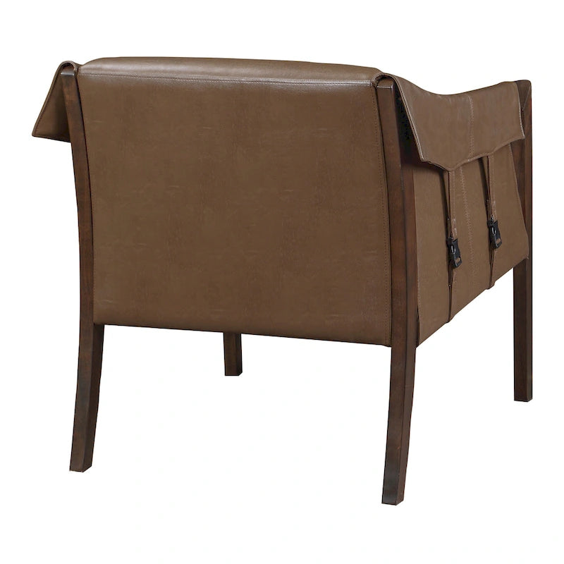 Sessel im Mid-Century-Stil mit Kunstleder und Gurtbespannung