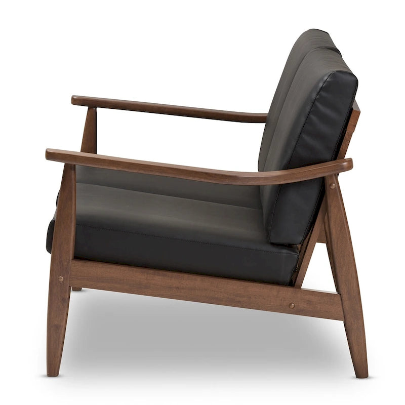 Mid-Century Modern 2-Seater Loveseat with Rubberwood Frame and Removable Cushions