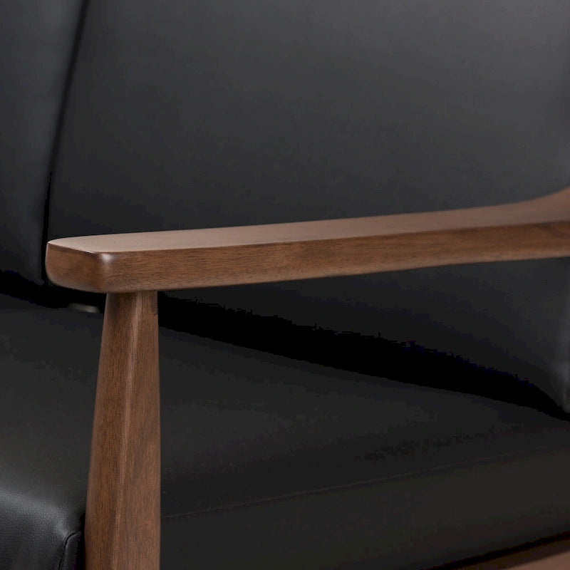Nowoczesna 2-osobowa sofa w stylu mid-century z ramą z drewna kauczukowego i zdejmowanymi poduszkami