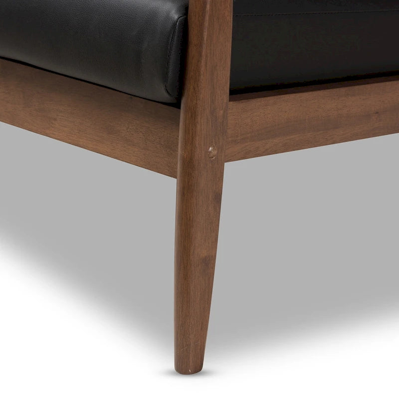 Nowoczesna 2-osobowa sofa w stylu mid-century z ramą z drewna kauczukowego i zdejmowanymi poduszkami