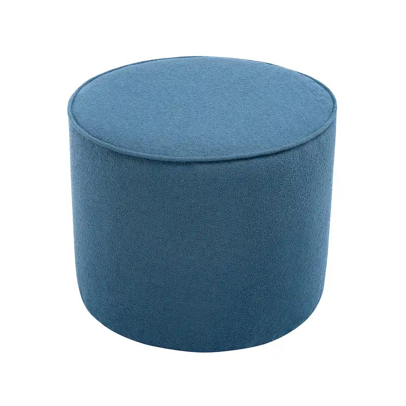 Round Boucle Fabric Ottoman - Footrest, Side Table, or Stool