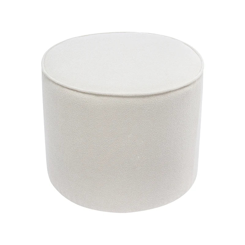 Round Boucle Fabric Ottoman - Footrest, Side Table, or Stool