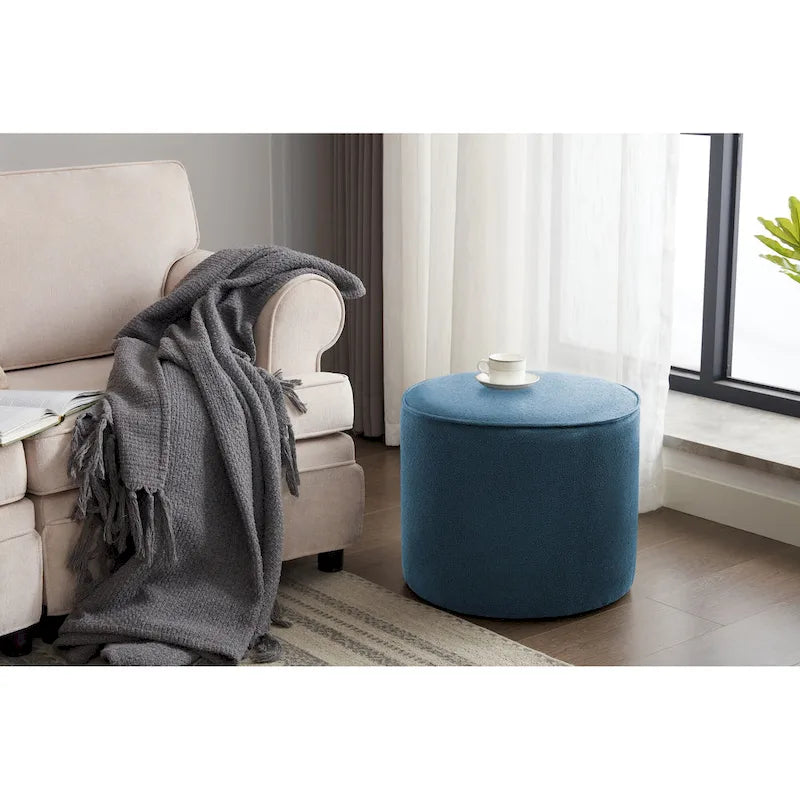 Pouf rotondo in tessuto bouclé - poggiapiedi, tavolino o sgabello