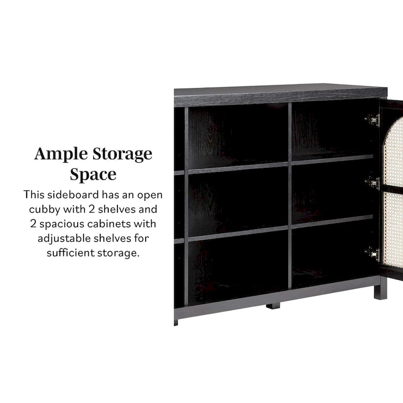 2-Door 58-inch Sideboard with Arched Rattan Panels