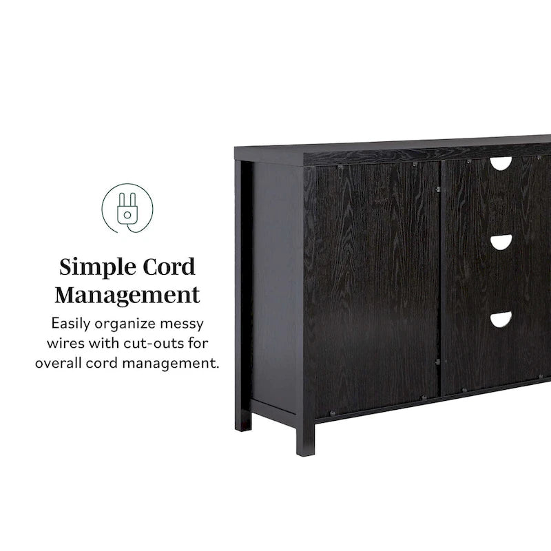 2-Door 58-inch Sideboard with Arched Rattan Panels