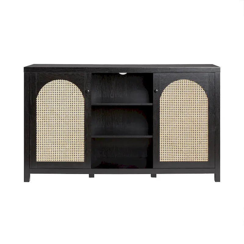 2-Door 58-inch Sideboard with Arched Rattan Panels