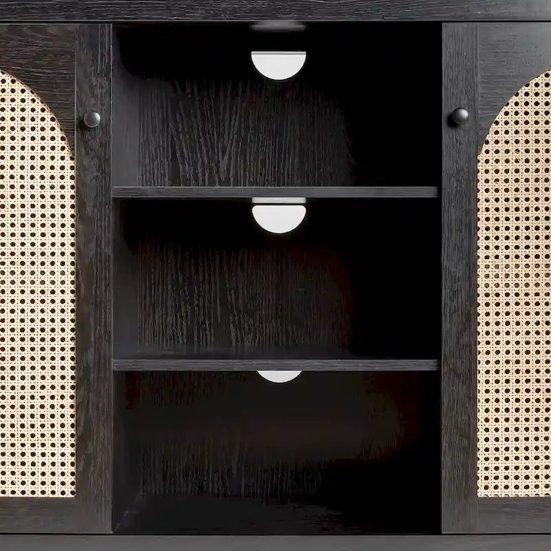 2-Door 58-inch Sideboard with Arched Rattan Panels