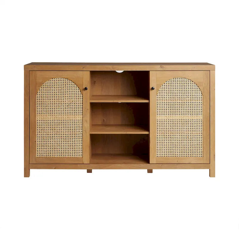 2-Door 58-inch Sideboard with Arched Rattan Panels