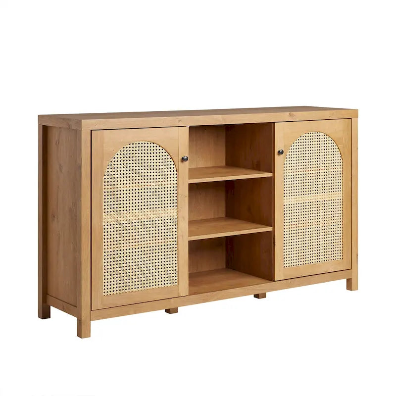 2-Door 58-inch Sideboard with Arched Rattan Panels