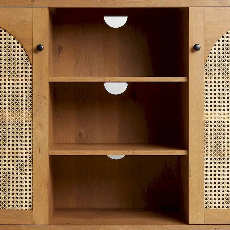 2-Door 58-inch Sideboard with Arched Rattan Panels