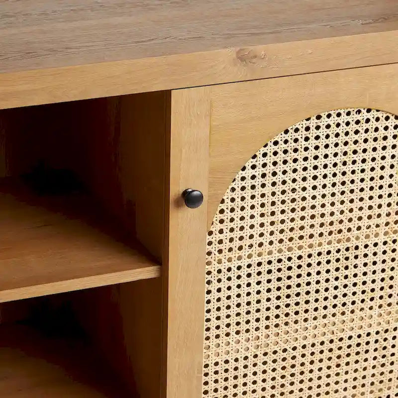2-Door 58-inch Sideboard with Arched Rattan Panels