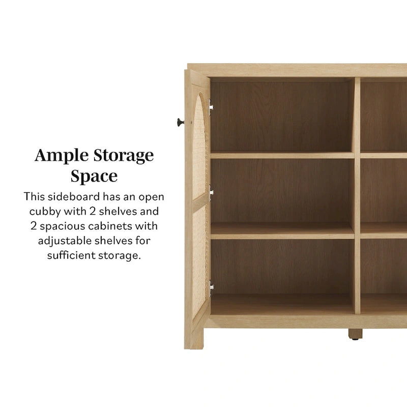 2-Door 58-inch Sideboard with Arched Rattan Panels