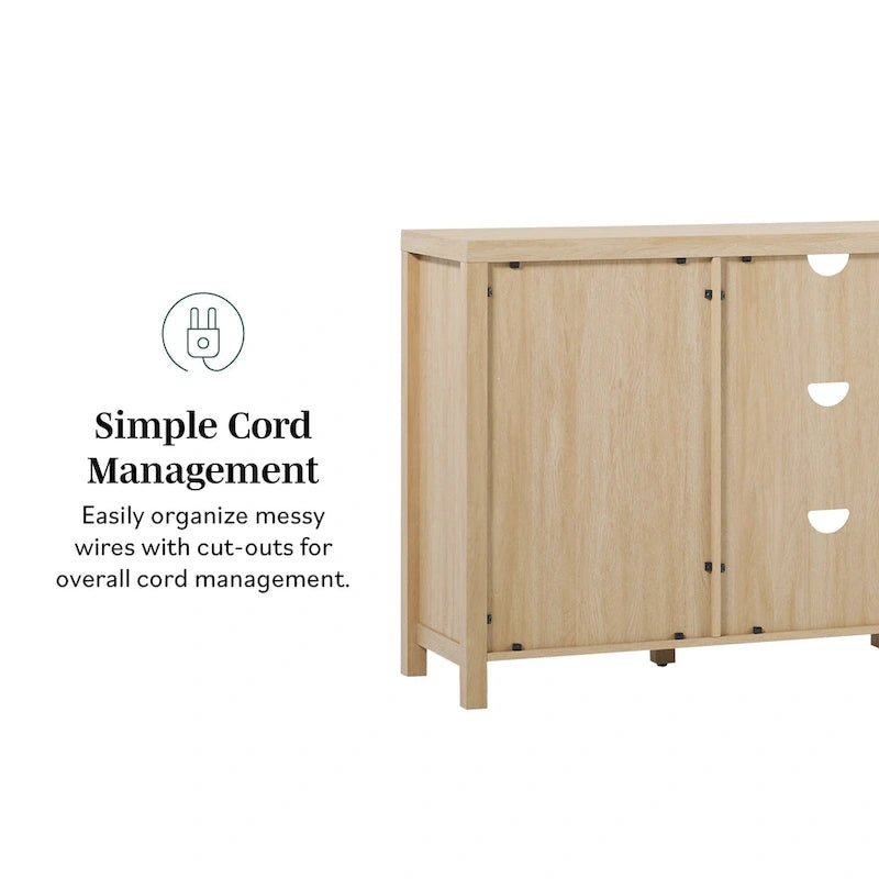 2-Door 58-inch Sideboard with Arched Rattan Panels