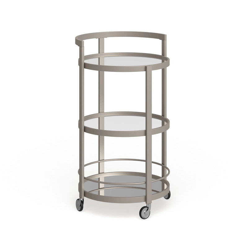 Mirrored Bar Cart with Steel Frame and Casters - 21x21x36 in.