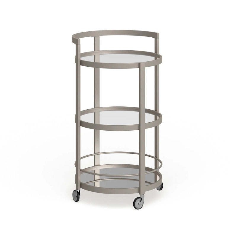 Verspiegelter Servierwagen mit Stahlgestell und Rollen - 21x21x36 Zoll