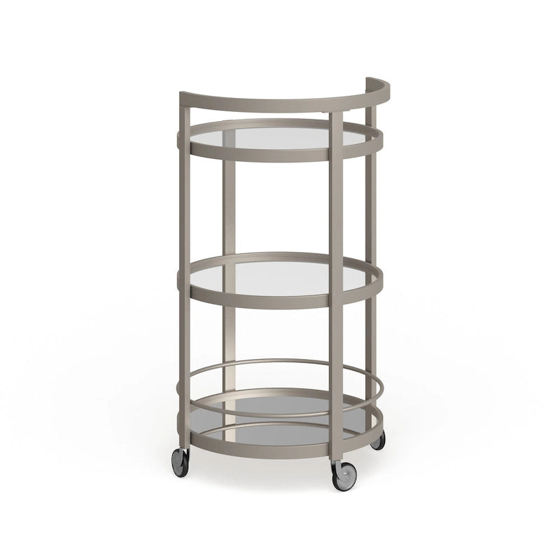Verspiegelter Servierwagen mit Stahlgestell und Rollen - 21x21x36 Zoll