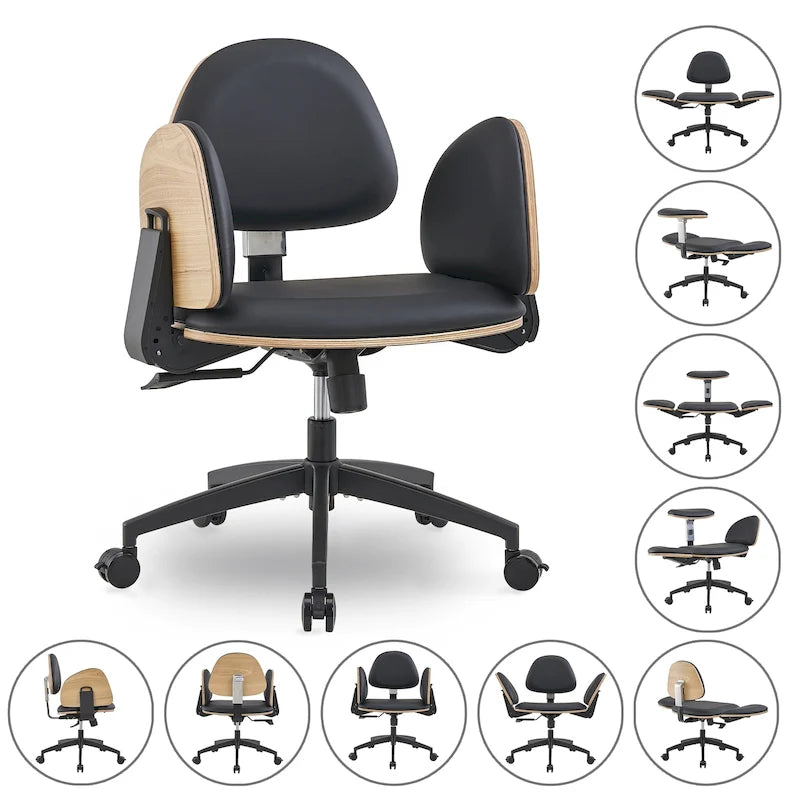 Ergonomic Meditation Chair with Adjustable Backrest, Armrests, and Gas Lift - PU Leather