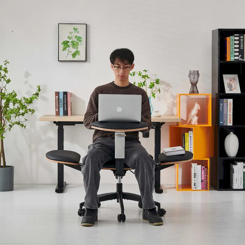 Ergonomische meditatiestoel met verstelbare rugleuning, armleuningen en gasveer - PU-leer