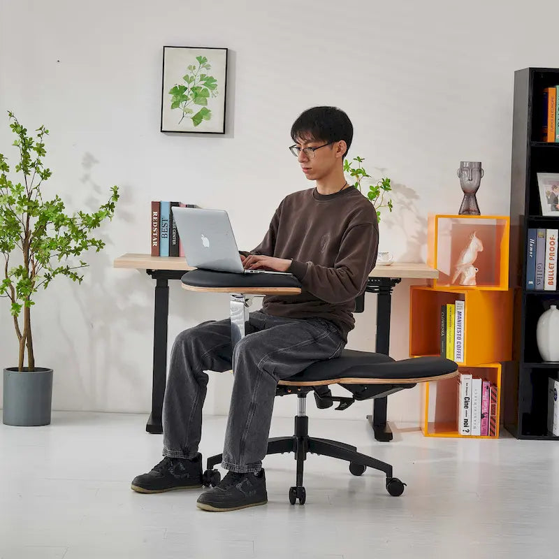 Ergonomic Meditation Chair with Adjustable Backrest, Armrests, and Gas Lift - PU Leather