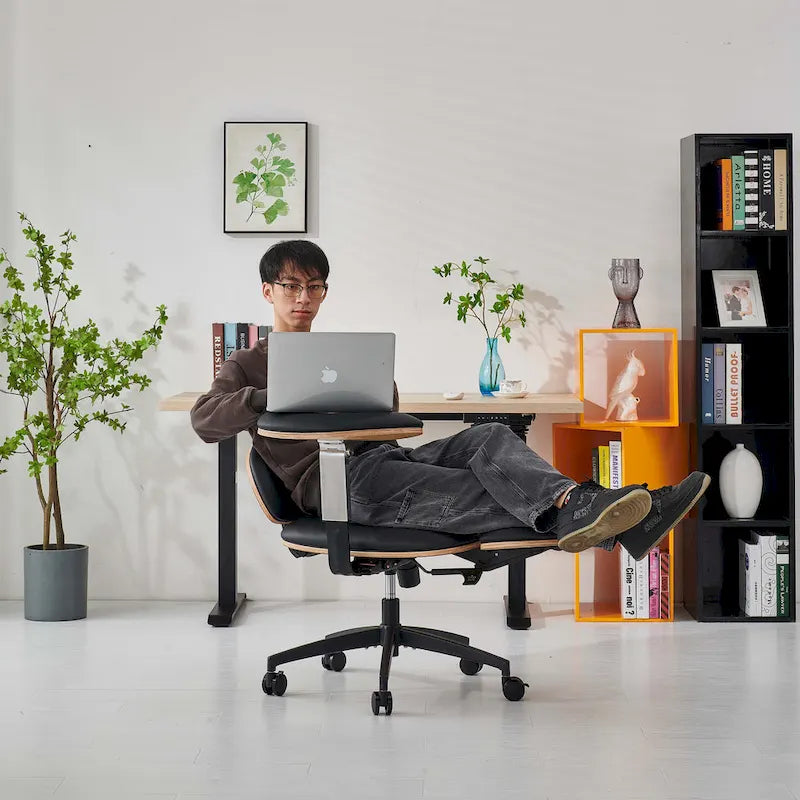 Ergonomic Meditation Chair with Adjustable Backrest, Armrests, and Gas Lift - PU Leather