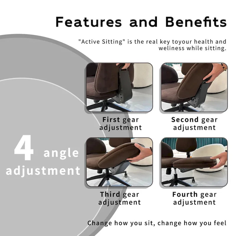 Ergonomische meditatiestoel met verstelbare rugleuning, armleuningen en gasveer - PU-leer