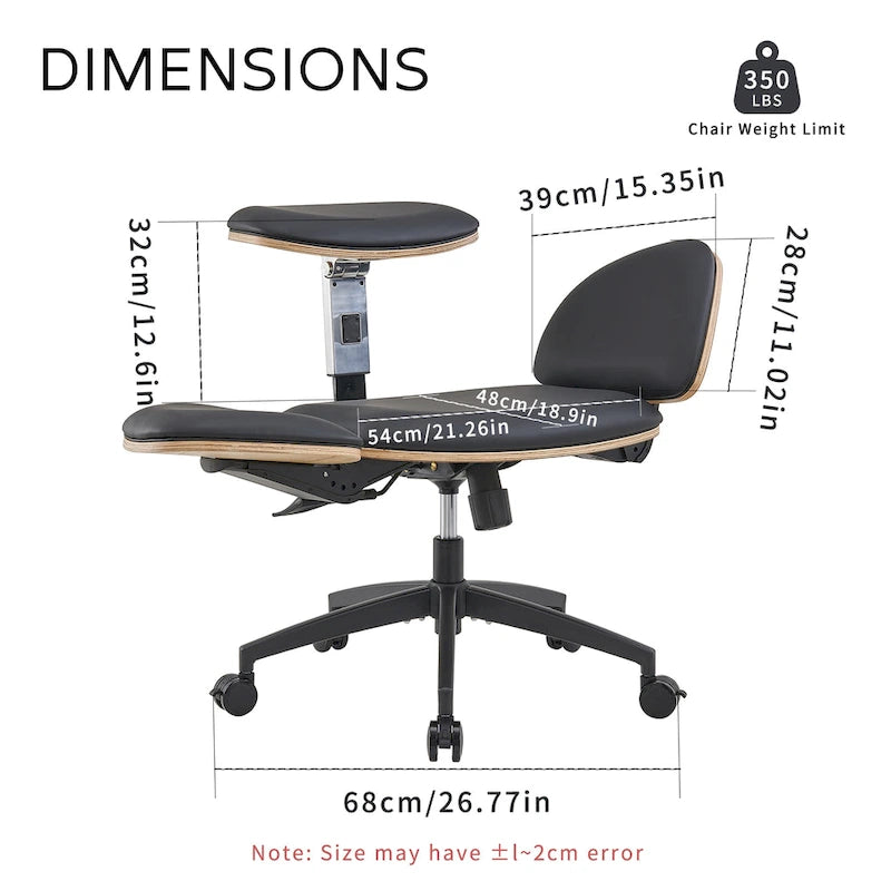 Ergonomische meditatiestoel met verstelbare rugleuning, armleuningen en gasveer - PU-leer
