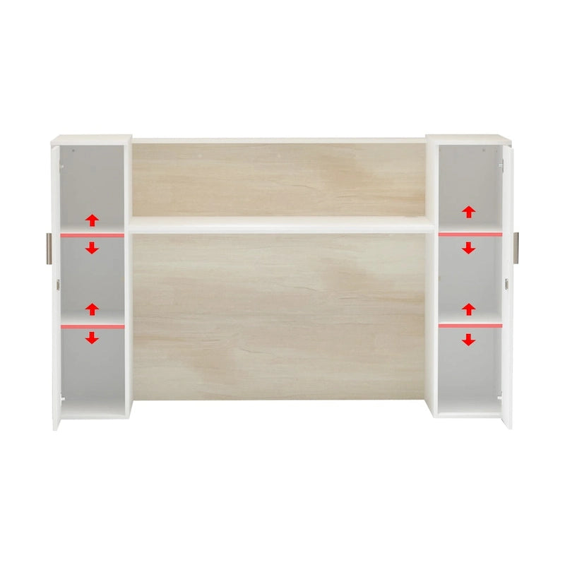 70.9-inch Reception Desk with Scratch-Resistant Laminate Finish - White and Ivory