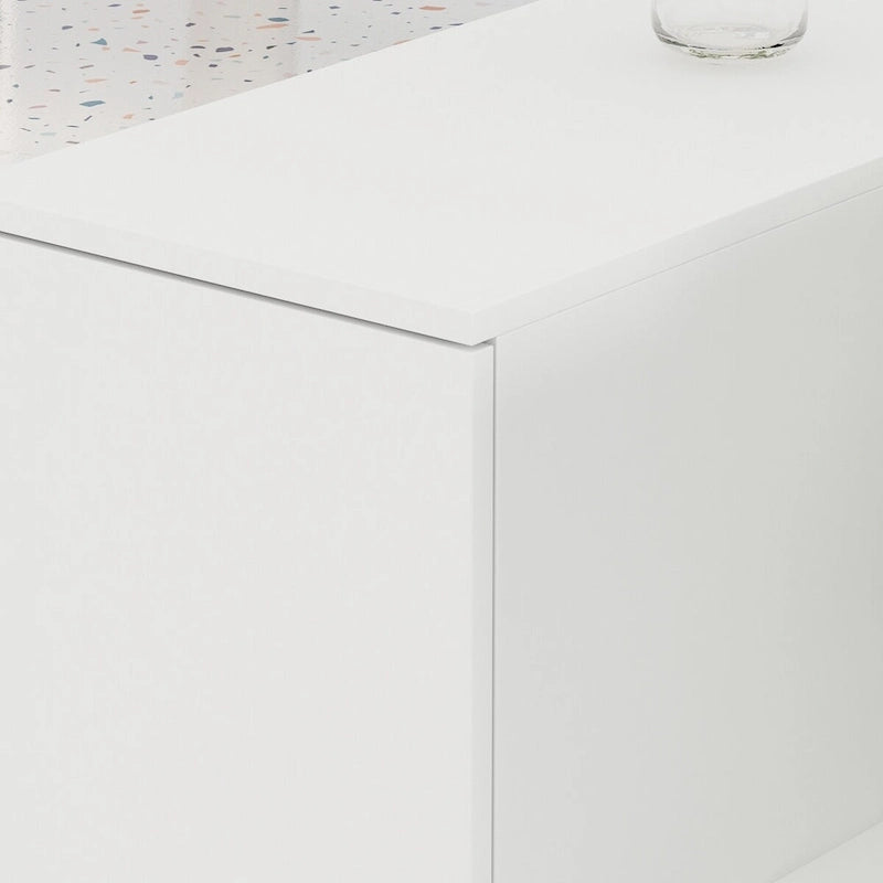 70.9-inch Reception Desk with Scratch-Resistant Laminate Finish - White and Ivory
