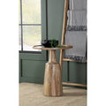 Round Mango Wood Pedestal Accent Table - Natural or Black Stain