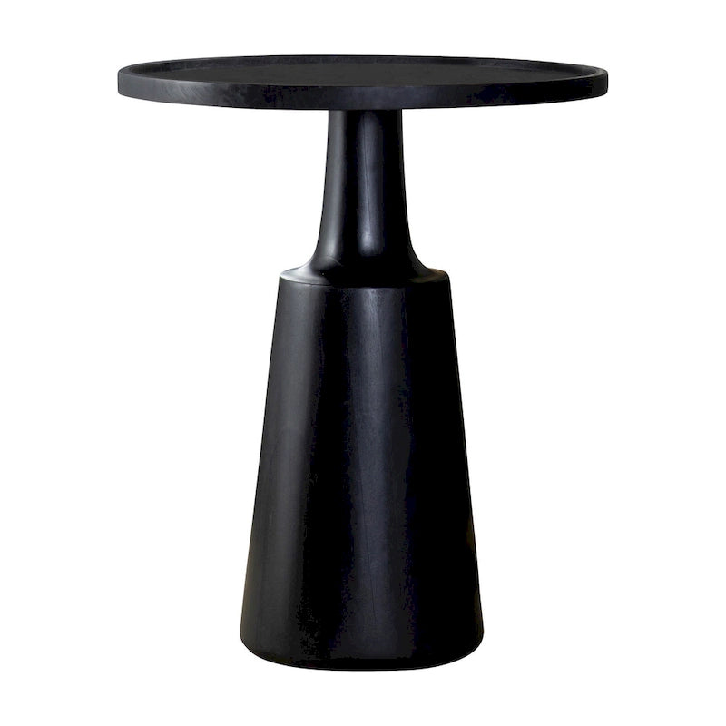 Round Mango Wood Pedestal Accent Table - Natural or Black Stain
