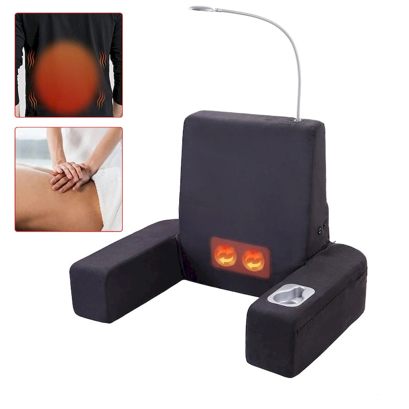 Shiatsu Massage Backrest Bed Lounger with Heat Therapy and LED Reading Light