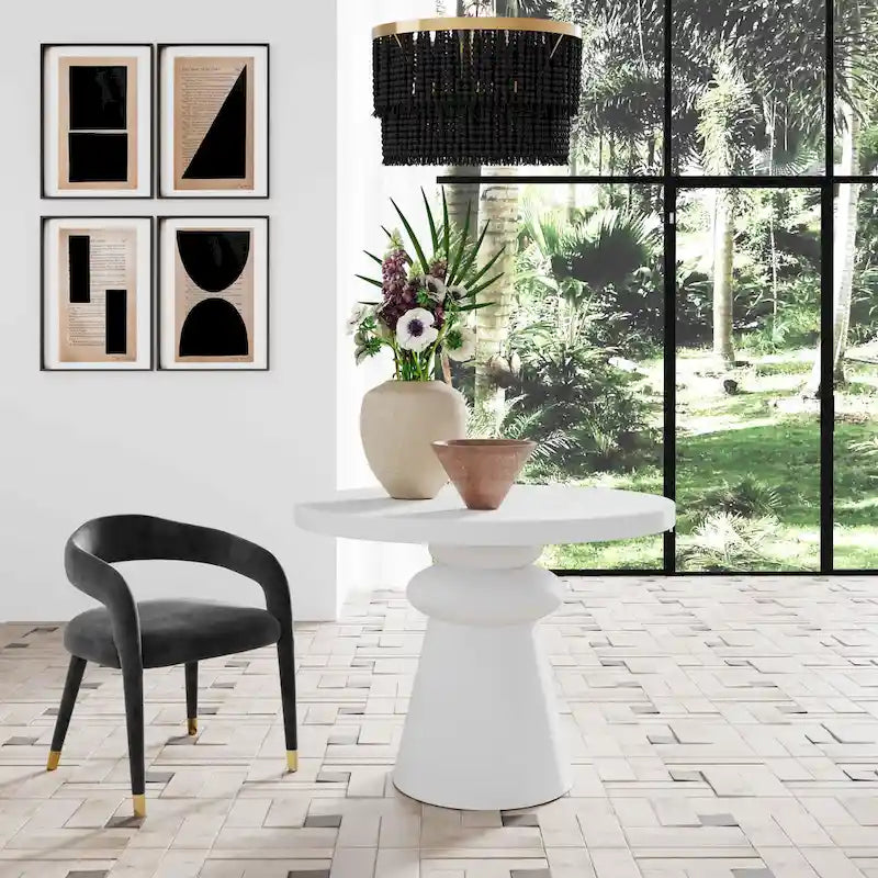 42-inch Round Resin Dinette Table with Sculptural Base - White