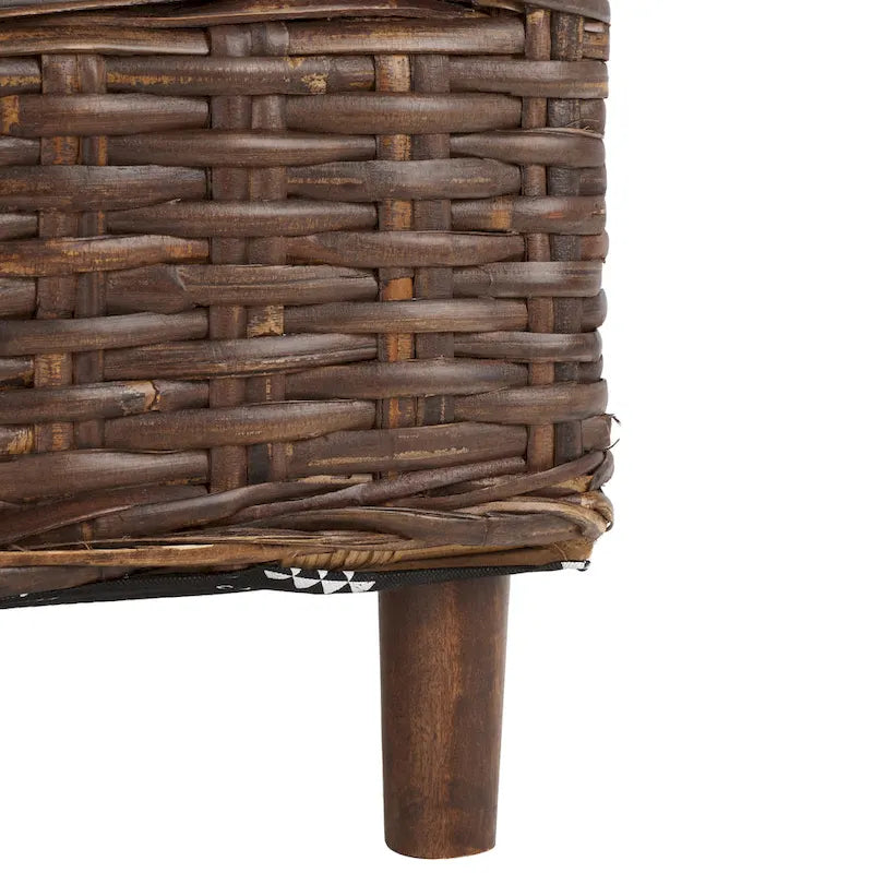 British Colonial Woven Rattan Barrel Chair with Cushion - 29W x 27D x 33H in.