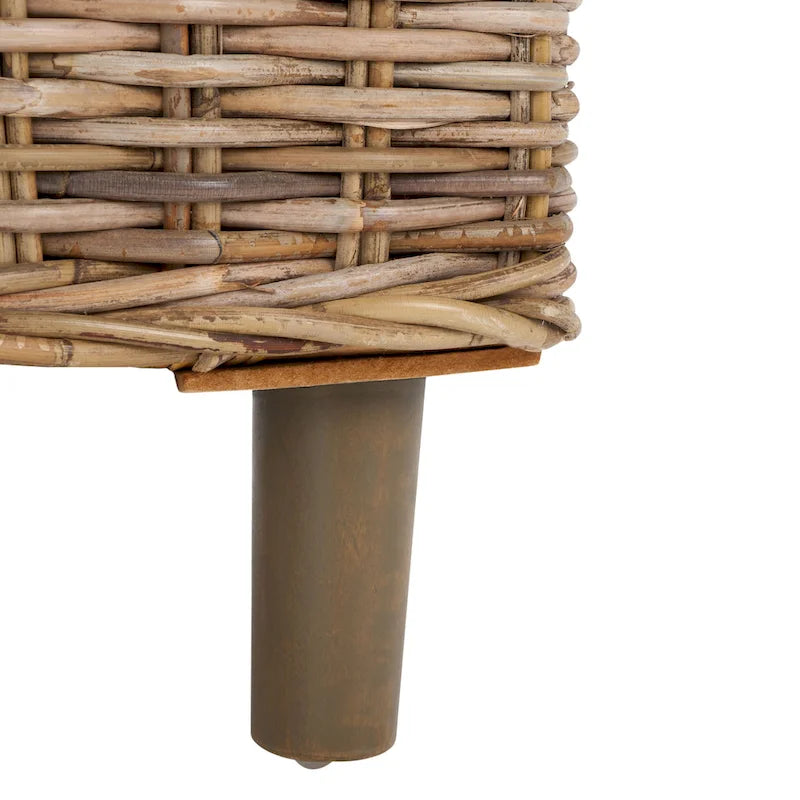 British Colonial Woven Rattan Barrel Chair with Cushion - 29W x 27D x 33H in.