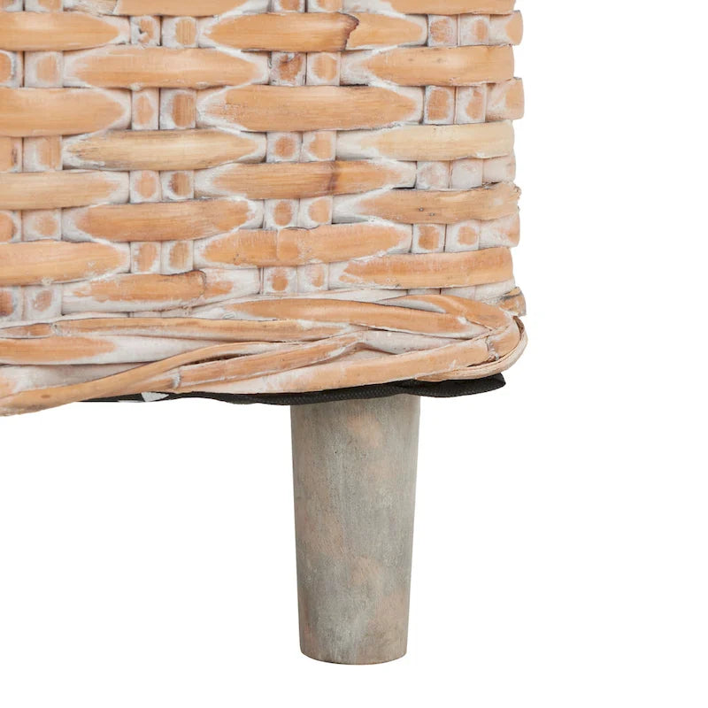 British Colonial Woven Rattan Barrel Chair with Cushion - 29W x 27D x 33H in.